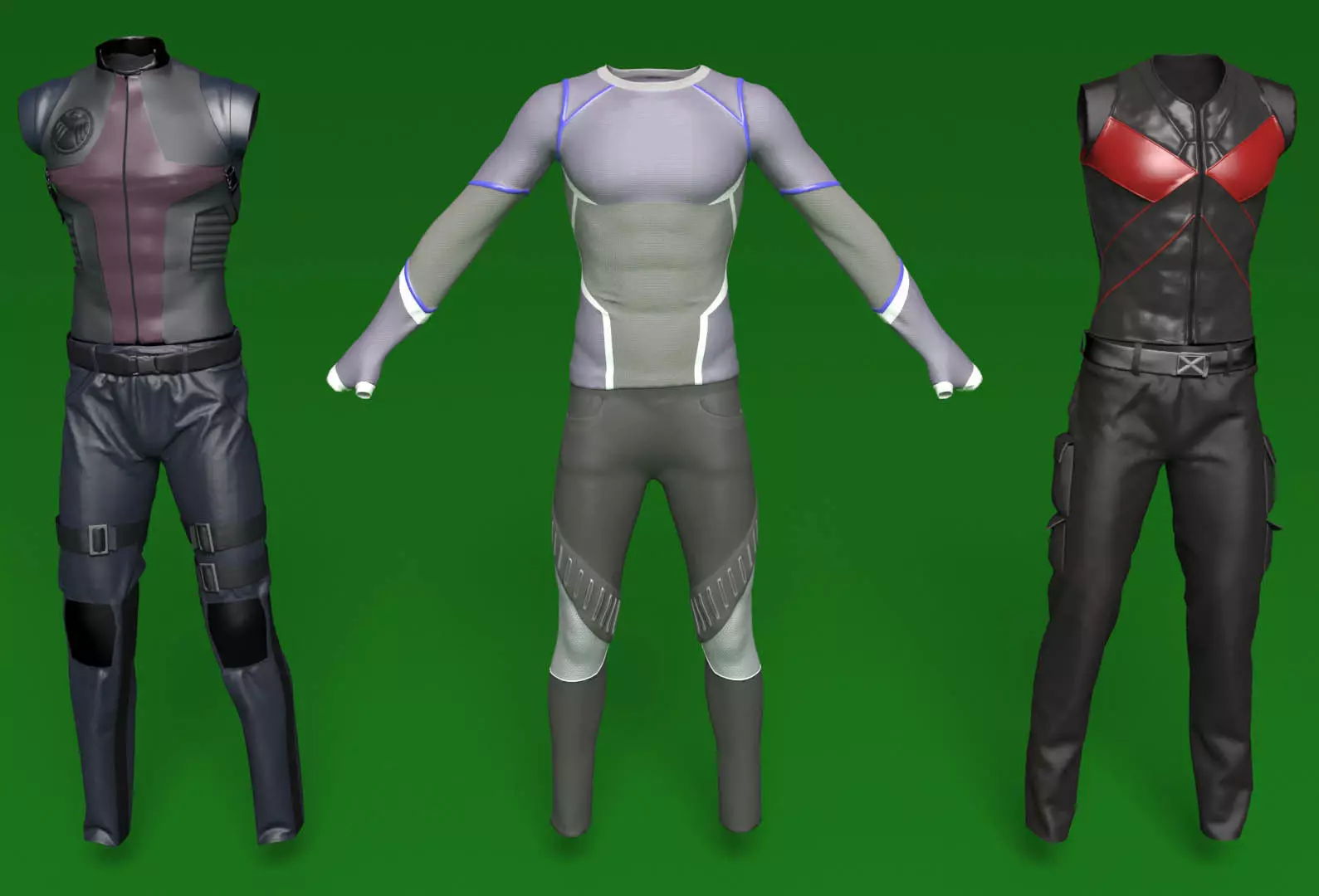 comic book male costumes v1 3D model_0