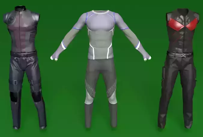 comic book male costumes v1 3D model