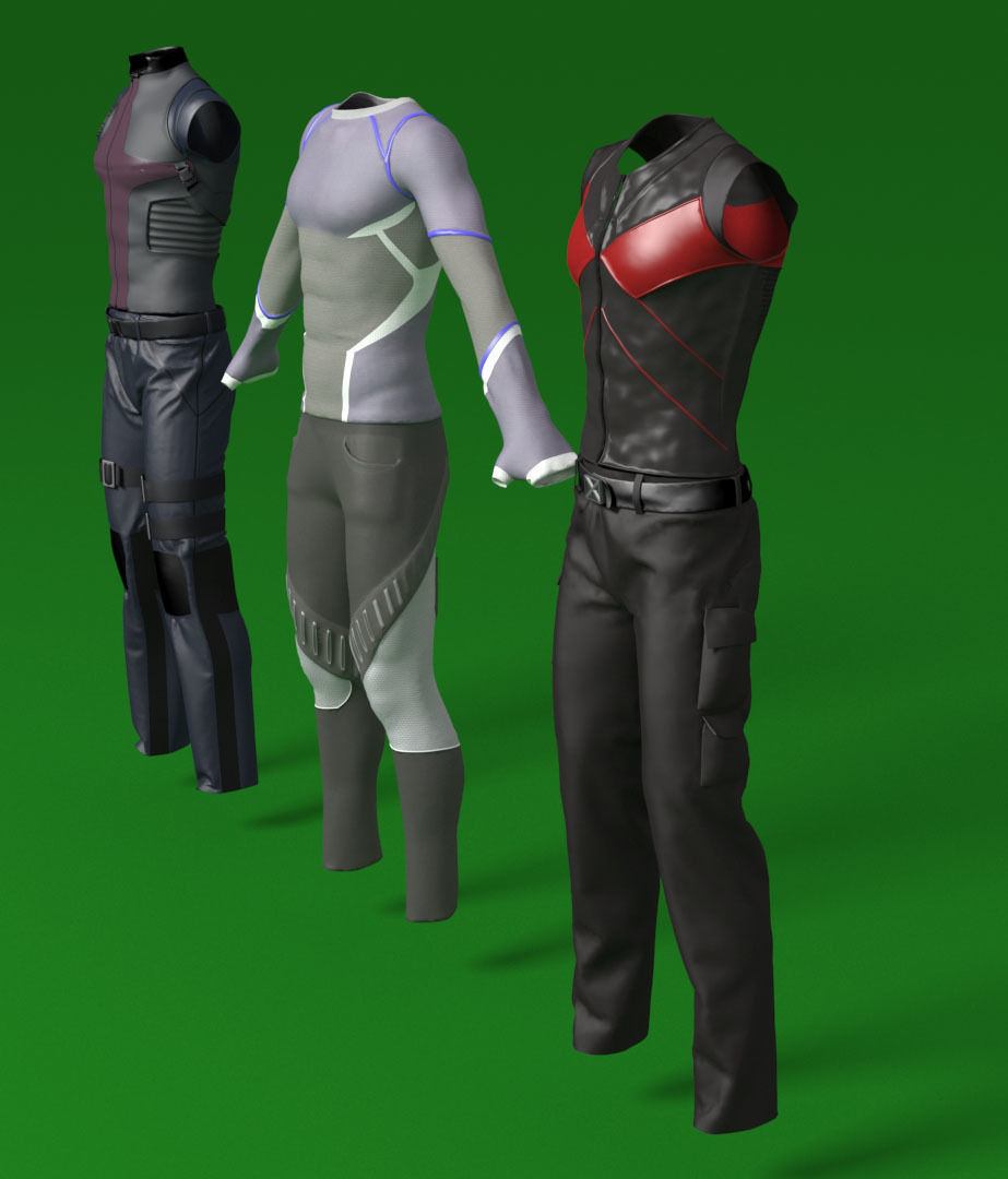 comic book male costumes v1 3D model_2