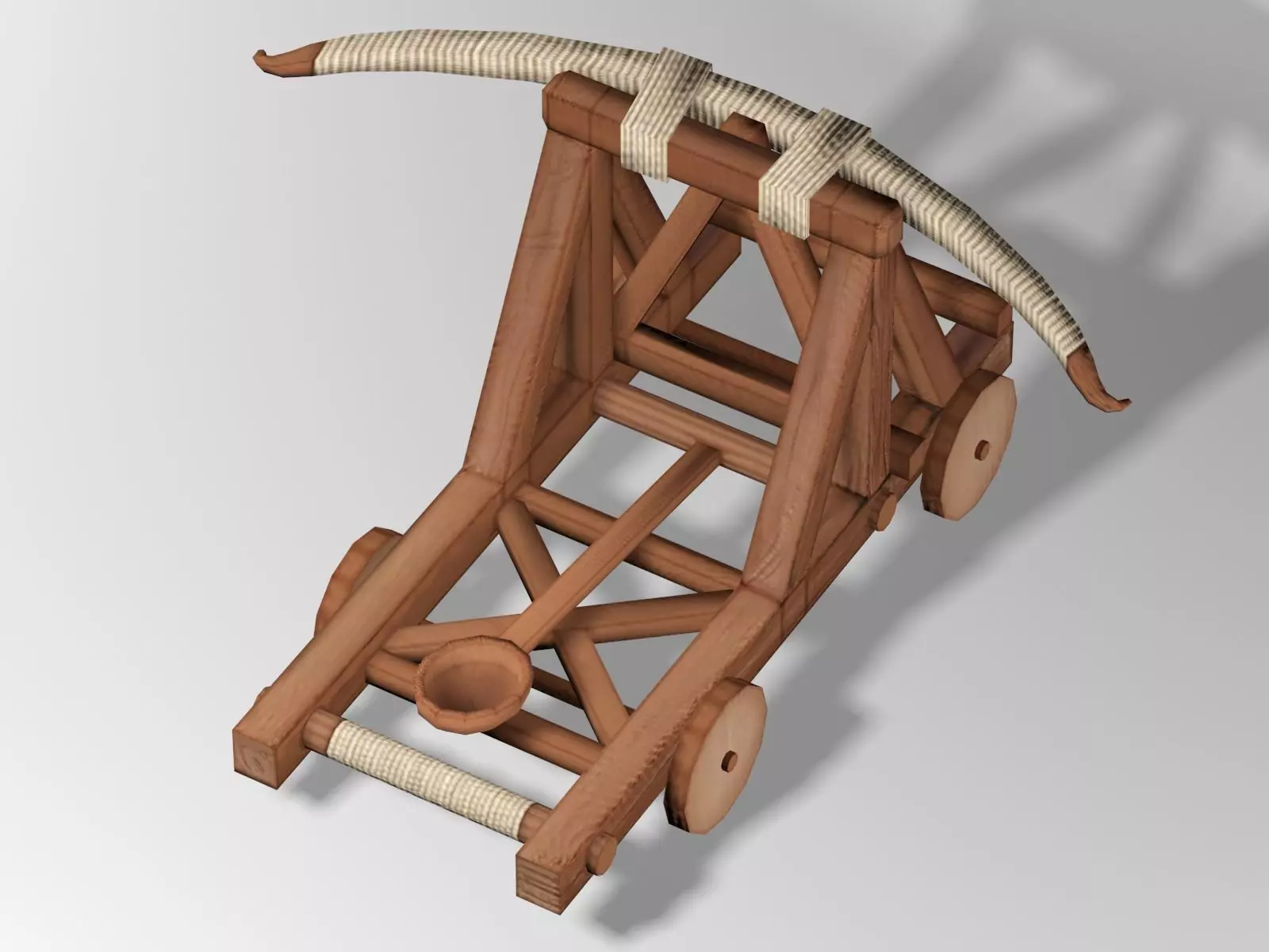 Medieval Catapult Low-poly 3D model_0