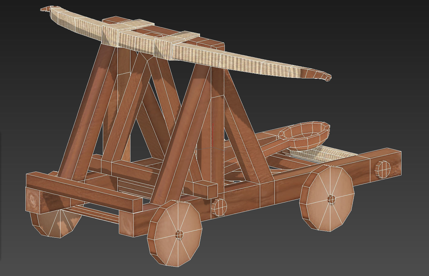Medieval Catapult Low-poly 3D model_7