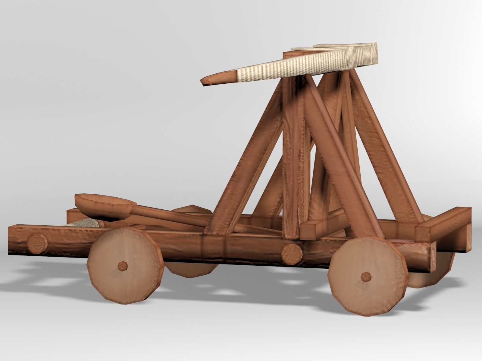 Medieval Catapult Low-poly 3D model_5