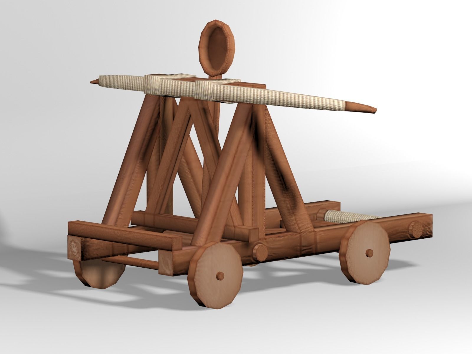 Medieval Catapult Low-poly 3D model_3