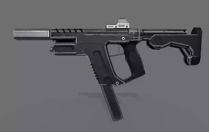 Stylized Sub machine  Gun  Low-poly 3D model
