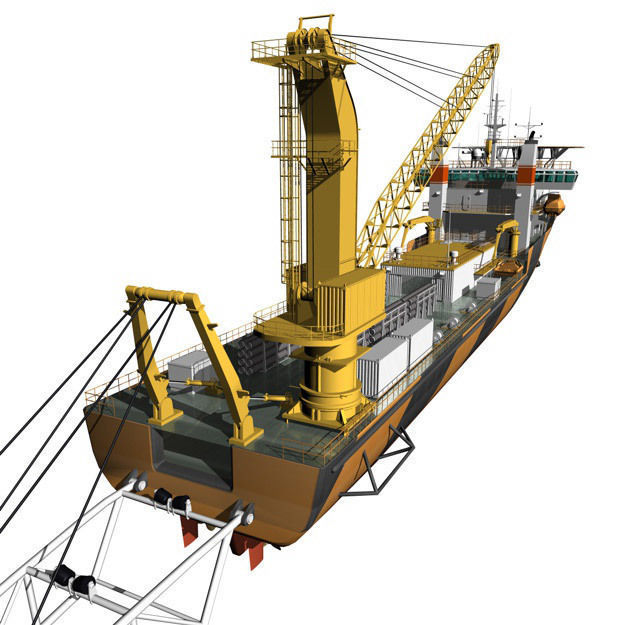 Pipe laying ship 3D model_11