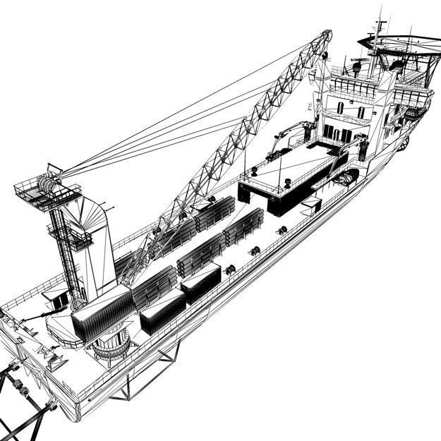 Pipe laying ship 3D model_9
