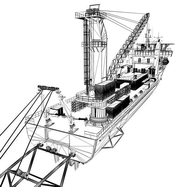 Pipe laying ship 3D model_10