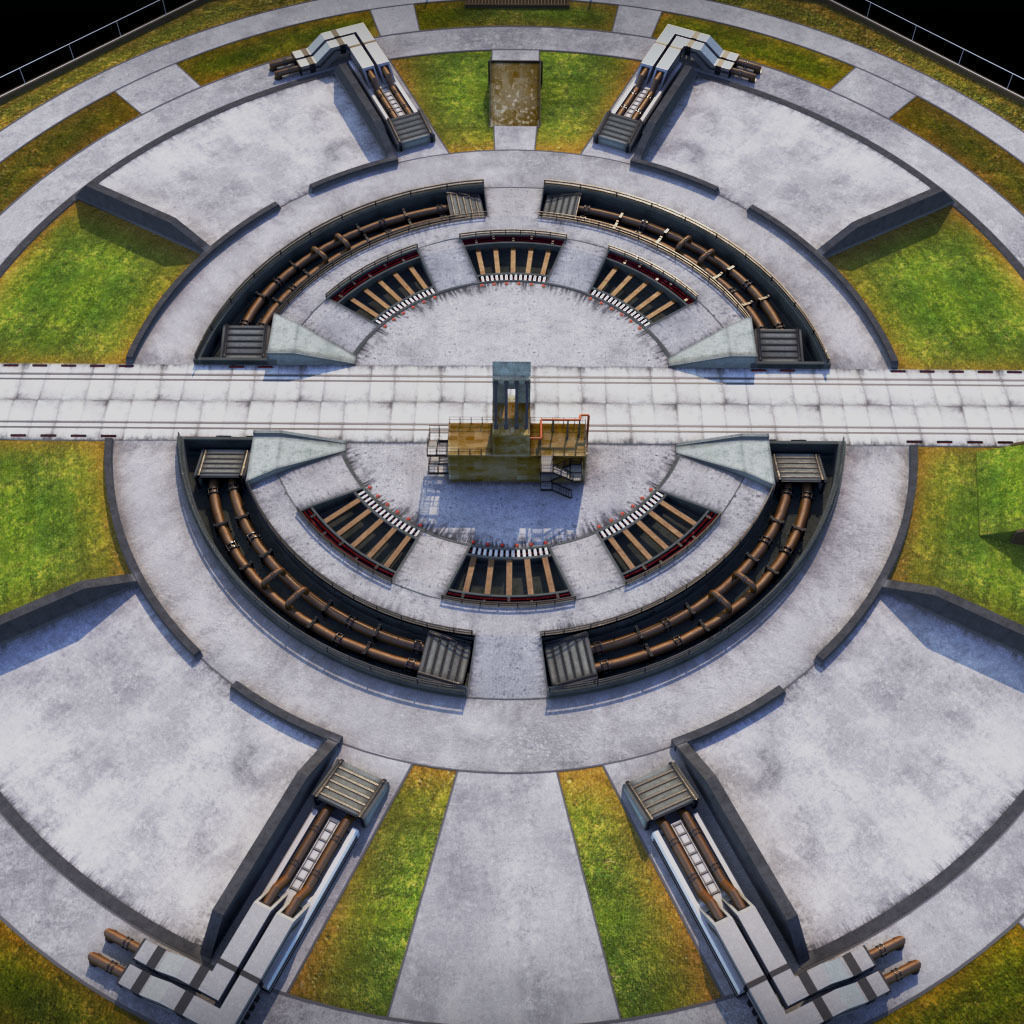 Rocket launch space complex low 3D model_1