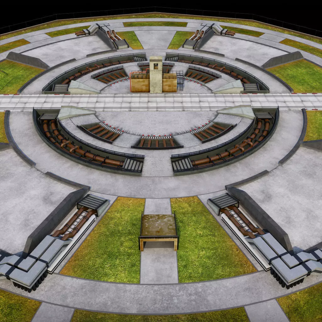 Rocket launch space complex low 3D model_0