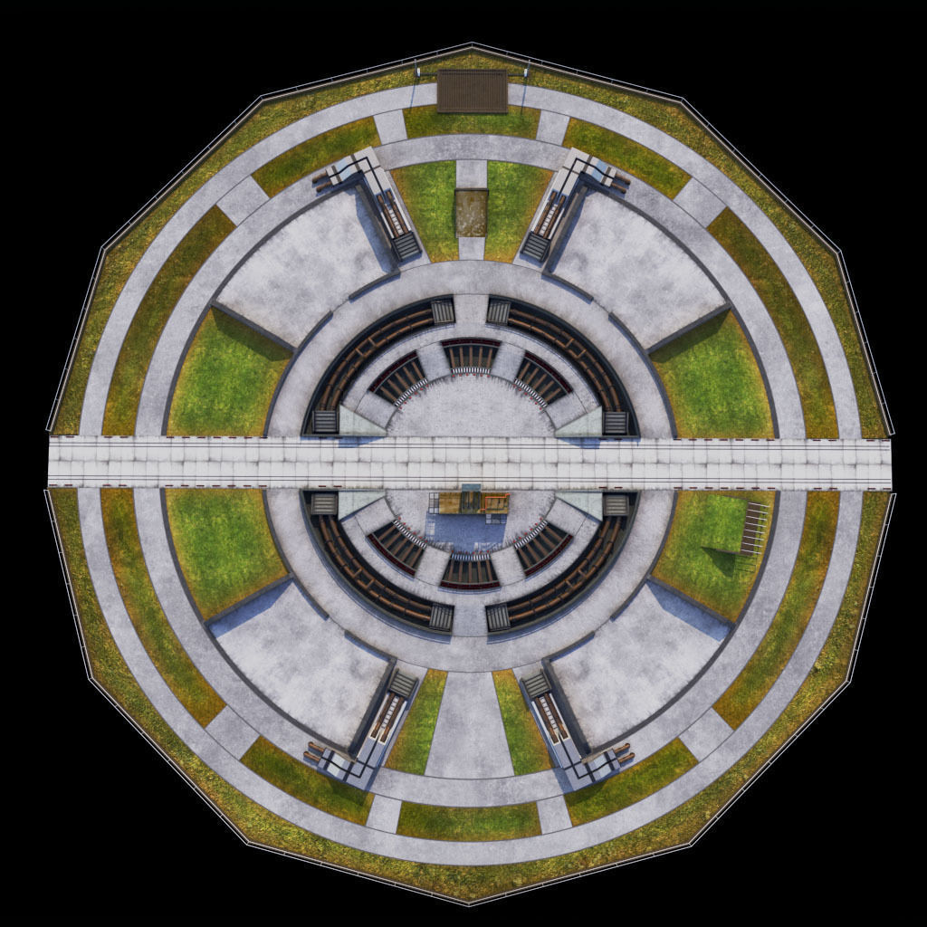 Rocket launch space complex low 3D model_2