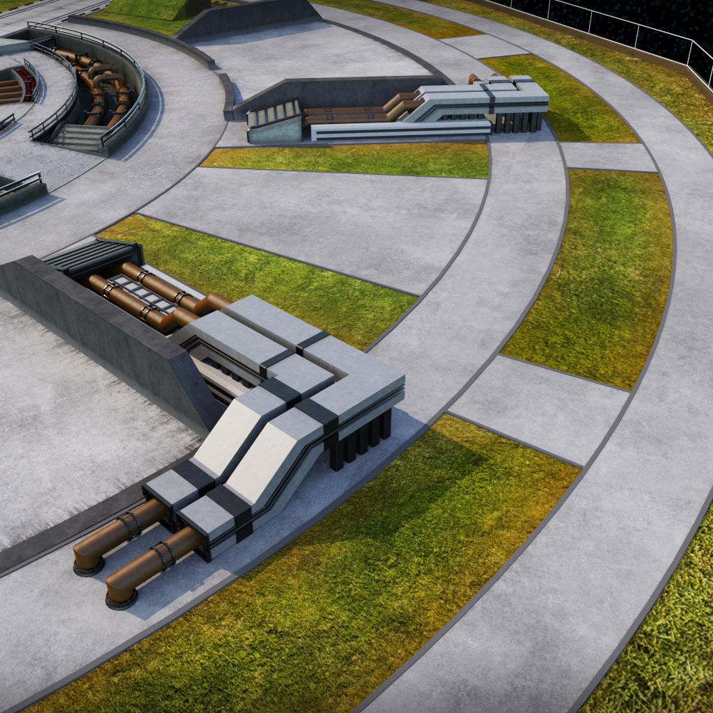 Rocket launch space complex low 3D model_8