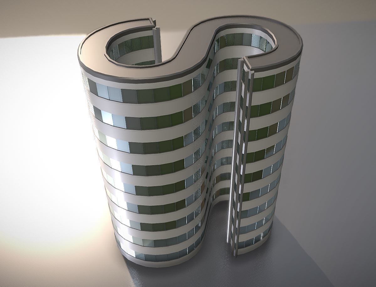 City Building Design S-1-6 Low-poly 3D model_9