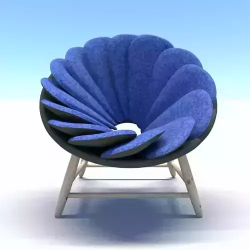 Chair with fabric and wooden legs 3D model