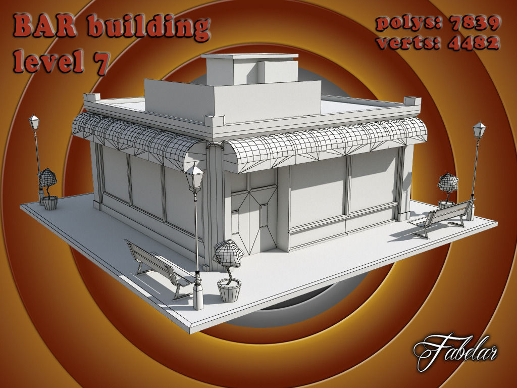 BAR level Low-poly 3D model_3