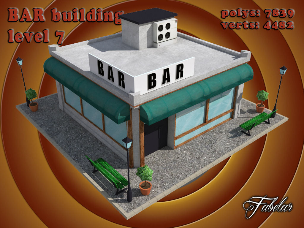 BAR level Low-poly 3D model_1
