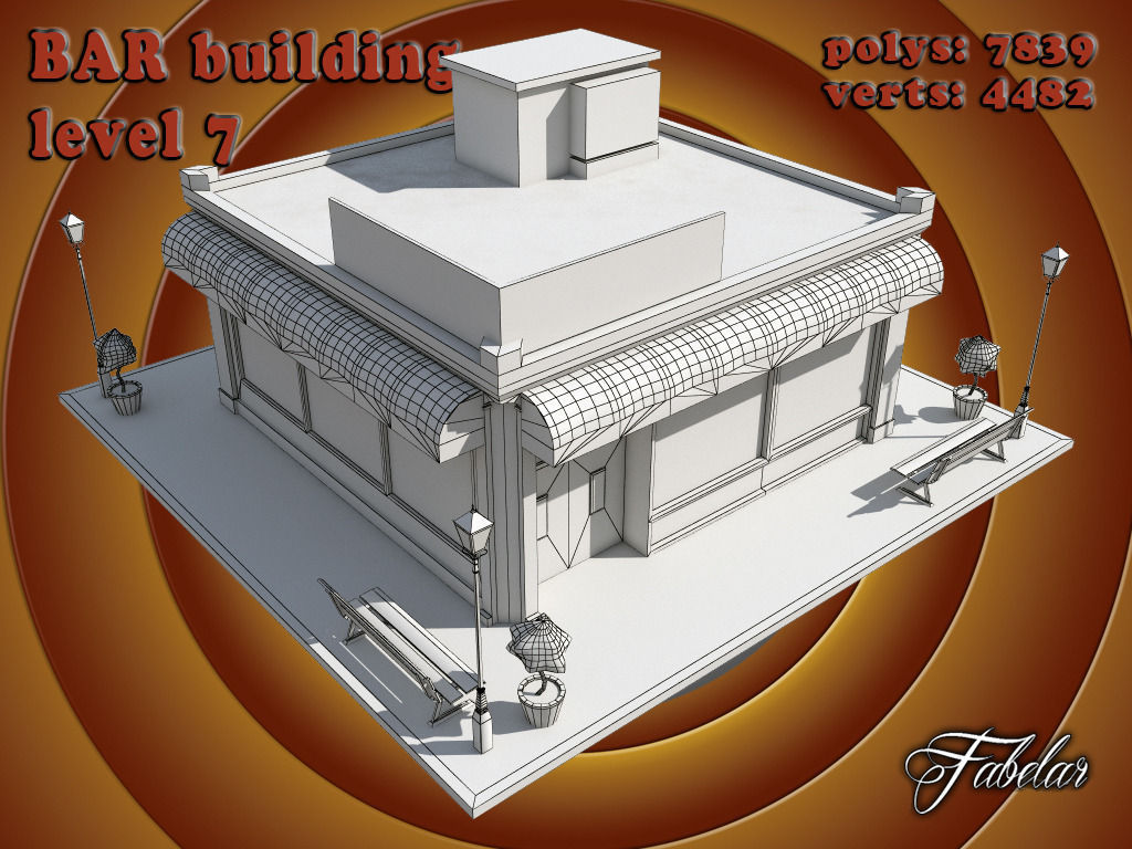 BAR level Low-poly 3D model_4