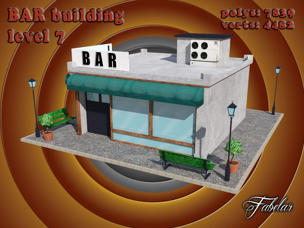BAR level Low-poly 3D model_5