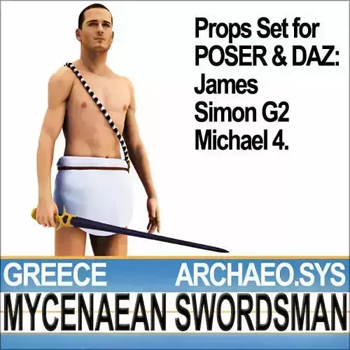 Ancient Greek Mycenaean Swordsman Set Poser Daz 3D model