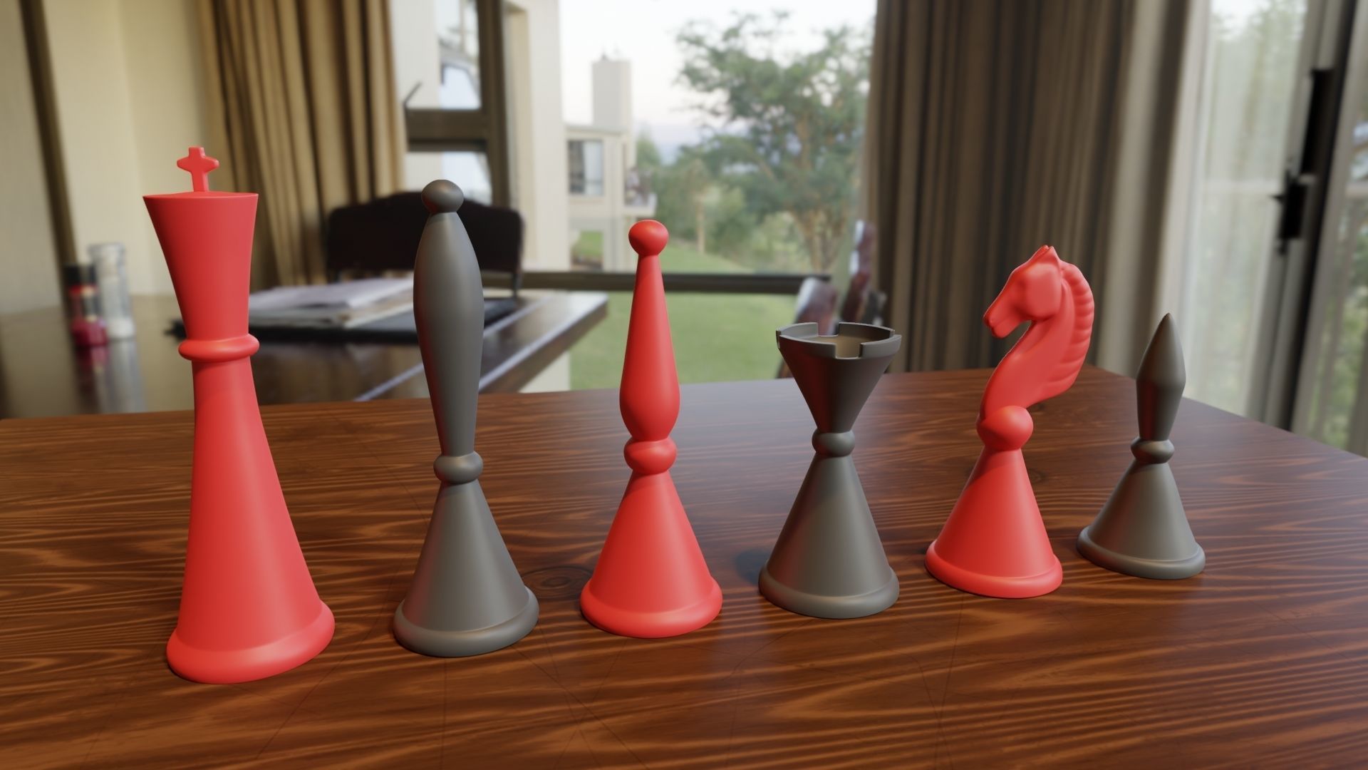 3d Printable Chess Set in Art Deco Style Blender 3D print model_2