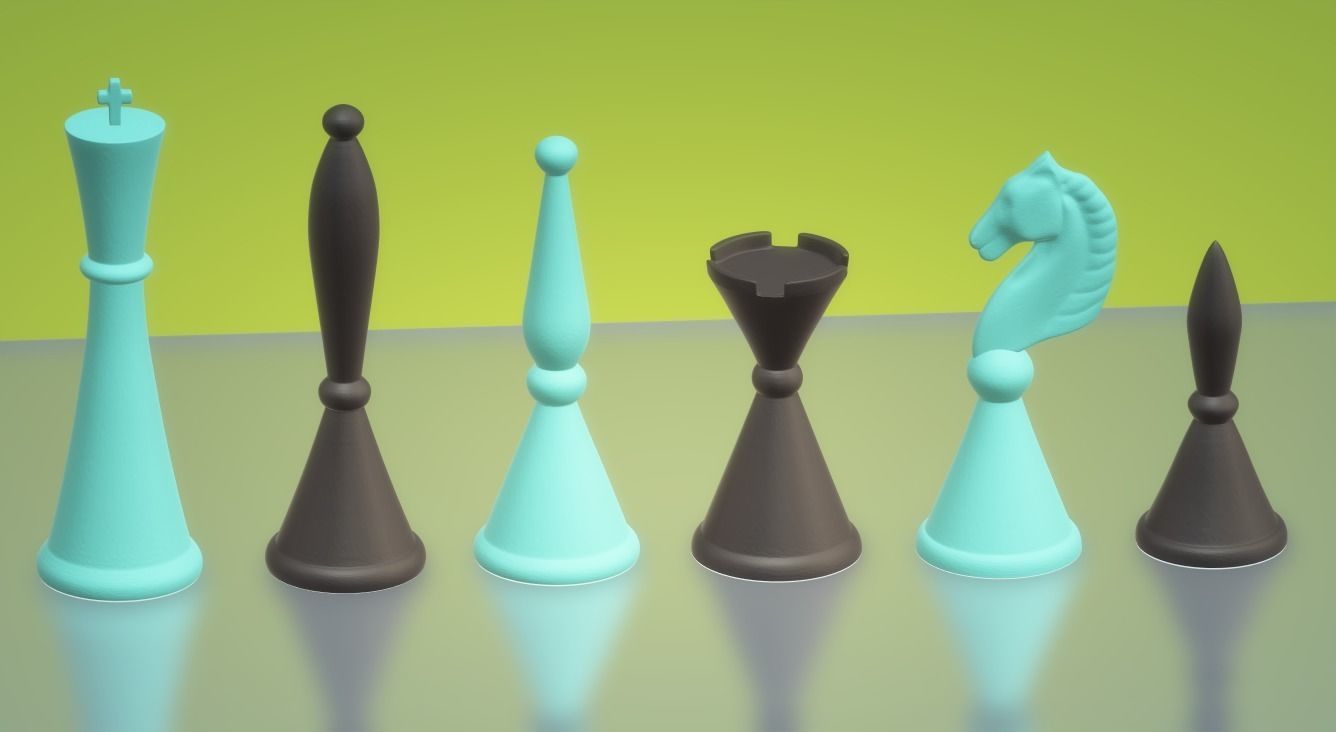 3d Printable Chess Set in Art Deco Style Blender 3D print model_4