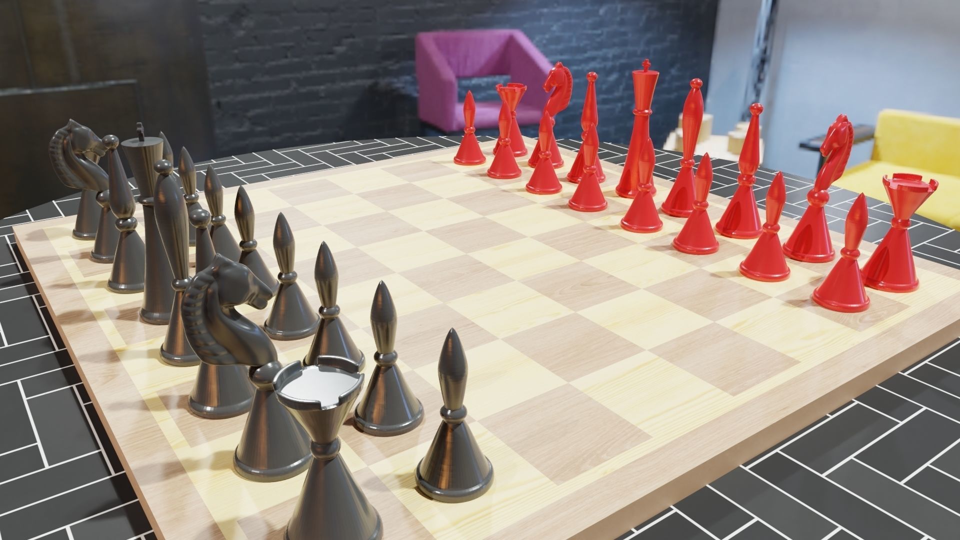 3d Printable Chess Set in Art Deco Style Blender 3D print model_3
