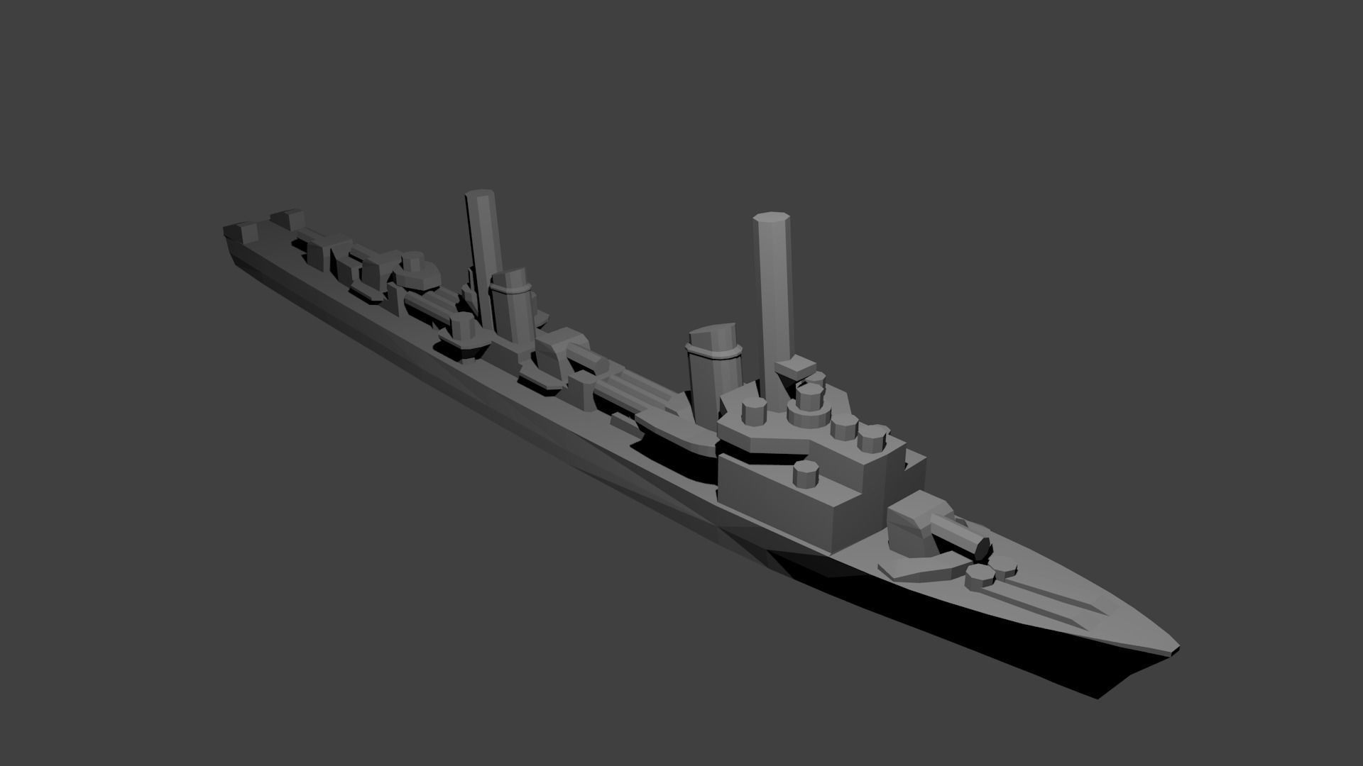 German Elbing Class Destroyer Warship 3D print model_1