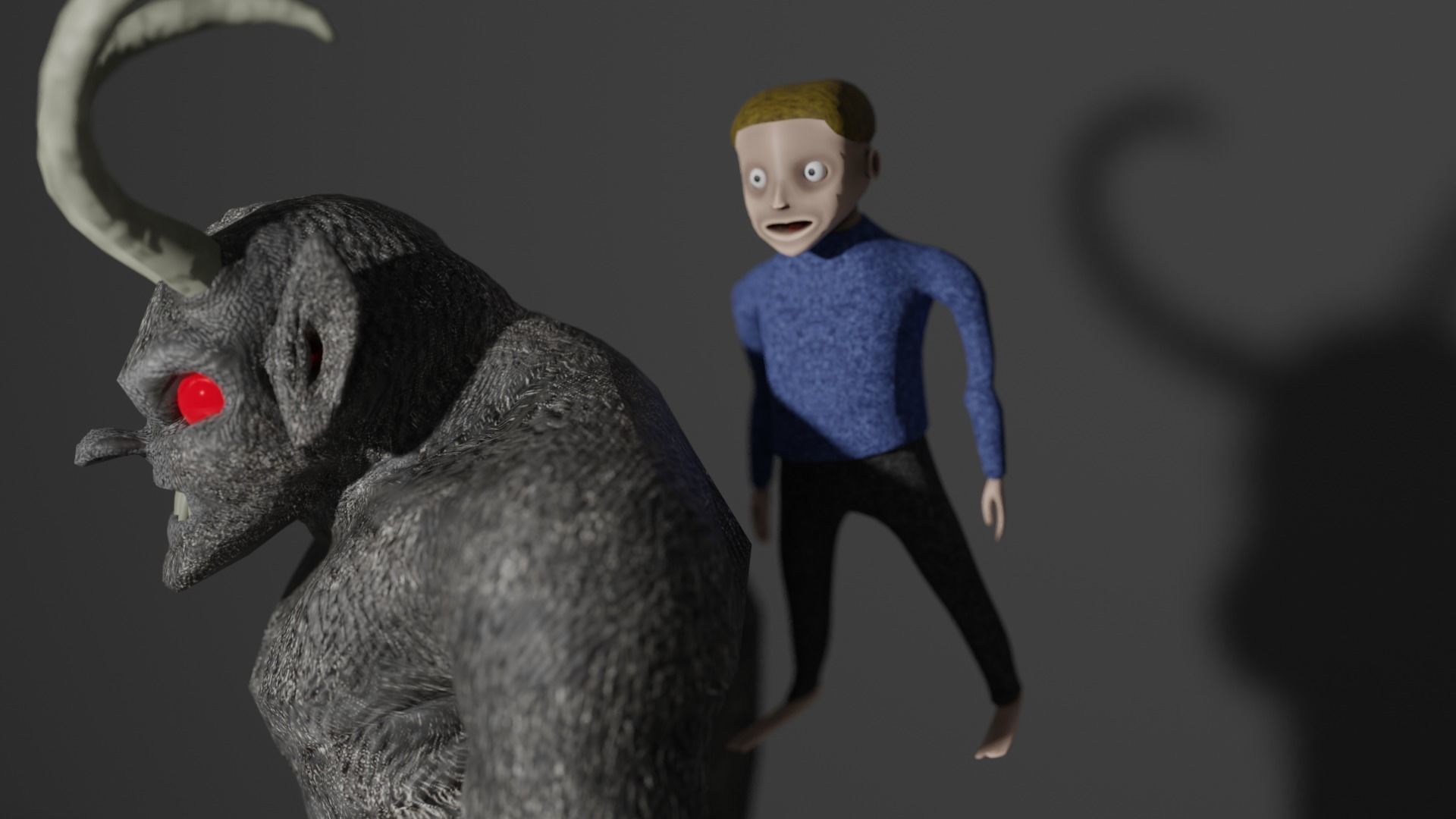 Krampus demon wearing santa hat Low-poly 3D model_1