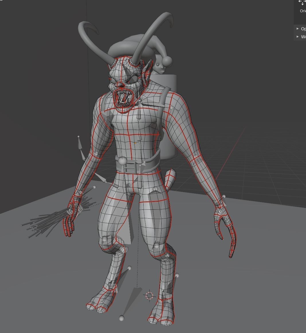 Krampus demon wearing santa hat Low-poly 3D model_9