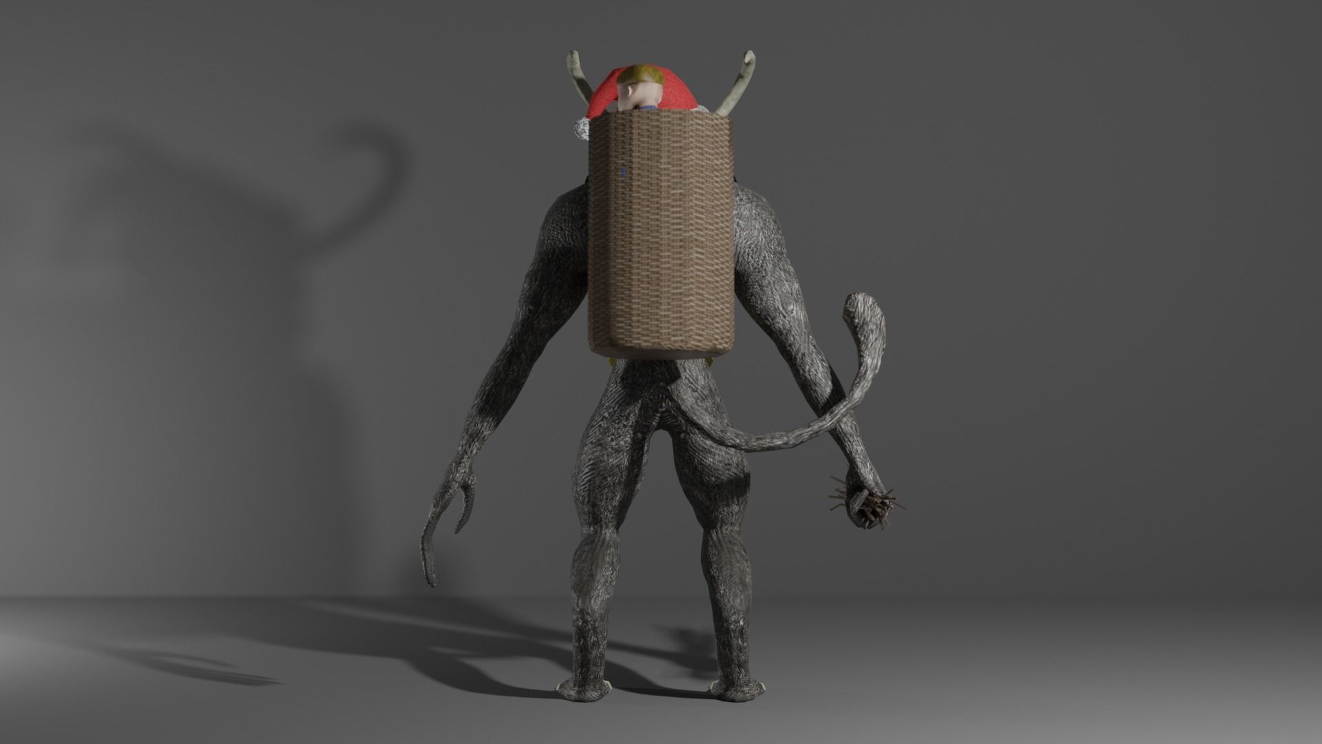 Krampus demon wearing santa hat Low-poly 3D model_5