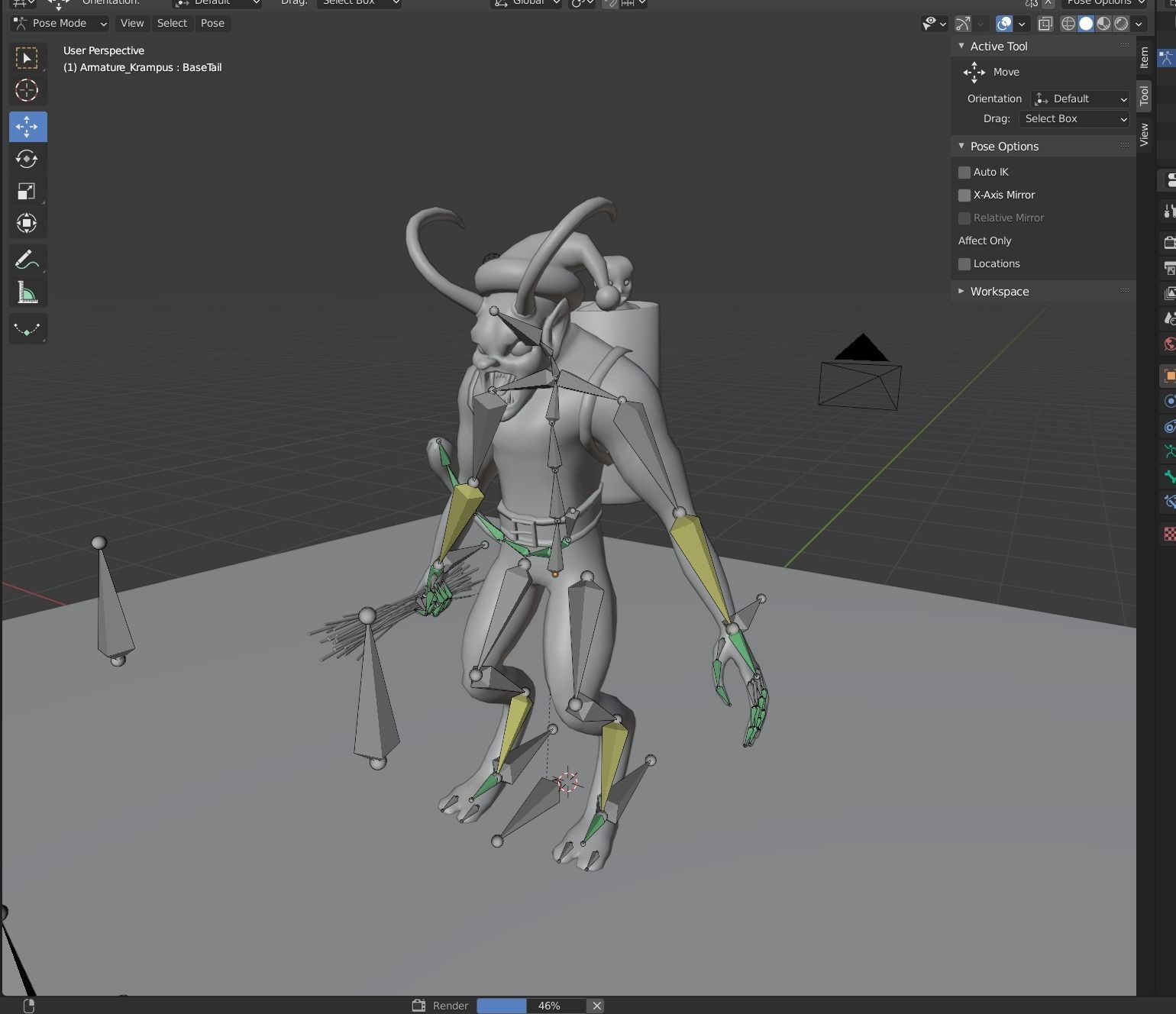 Krampus demon wearing santa hat Low-poly 3D model_7