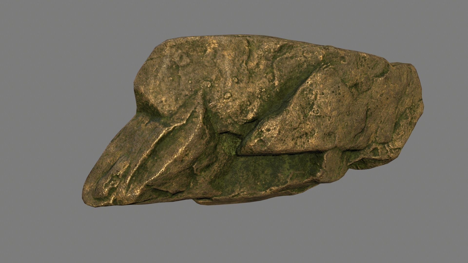 gold rock Low-poly 3D model_3