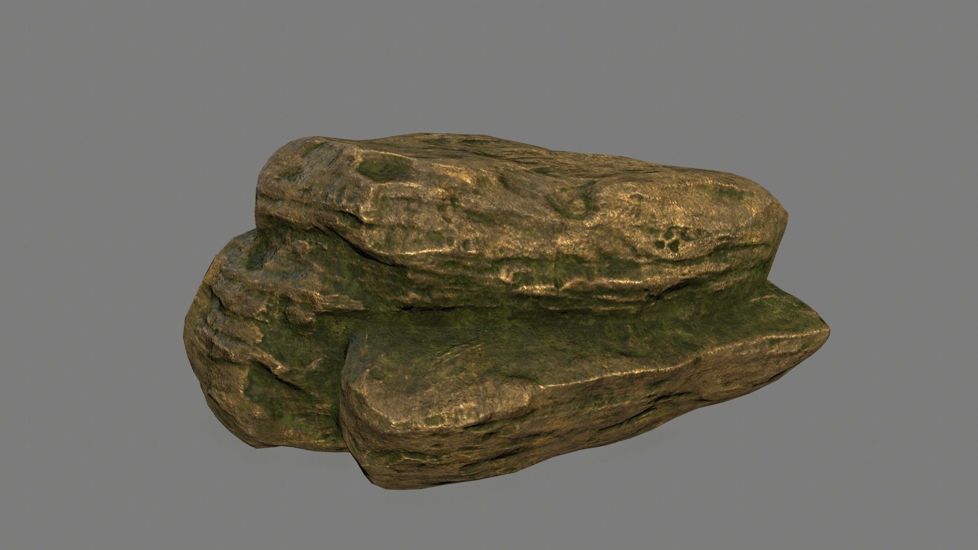 gold rock Low-poly 3D model_9