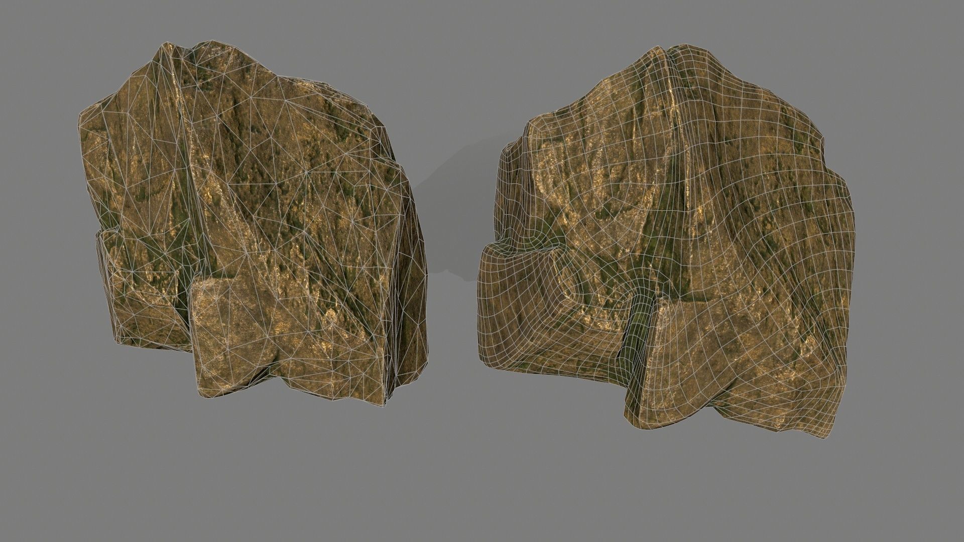 gold rock Low-poly 3D model_34