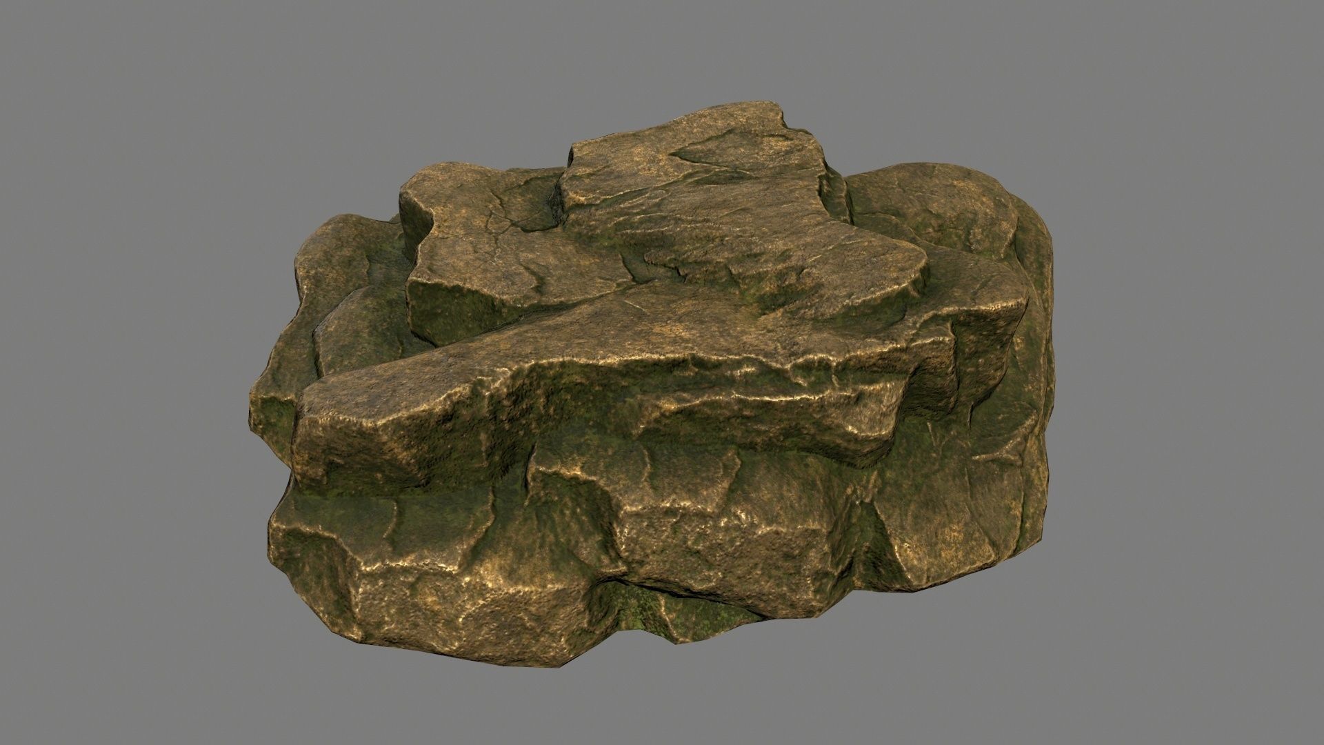 gold rock Low-poly 3D model_11