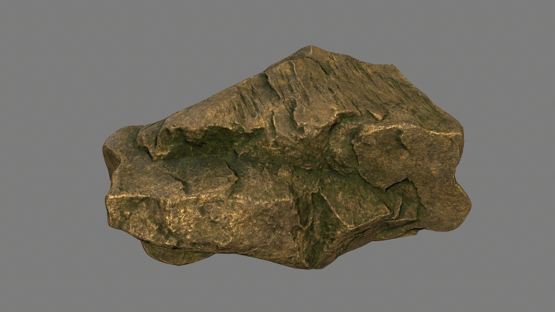 gold rock Low-poly 3D model_2