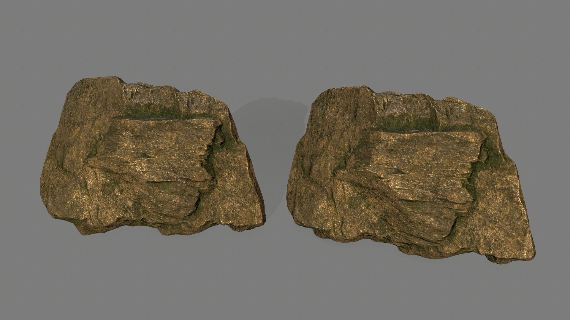 gold rock Low-poly 3D model_38