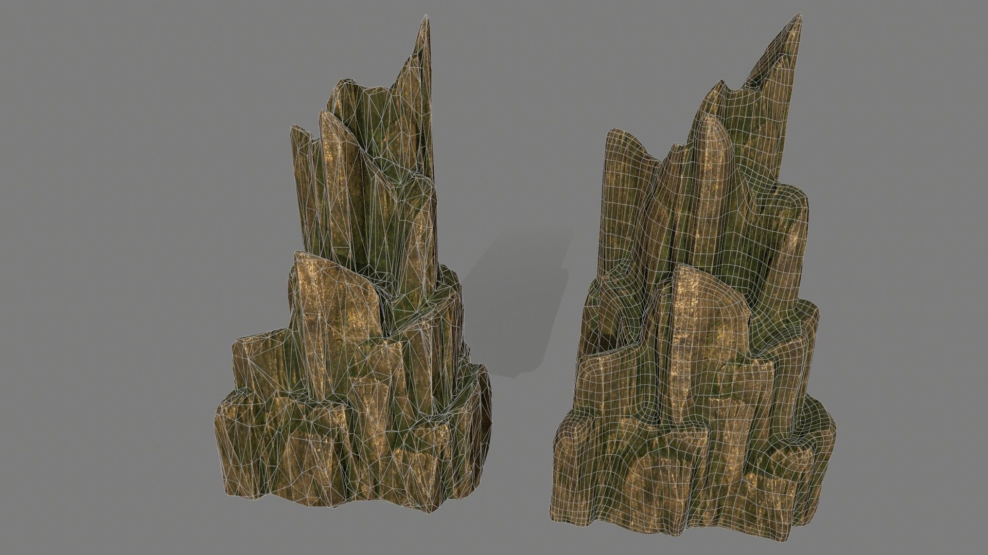 gold rock Low-poly 3D model_43