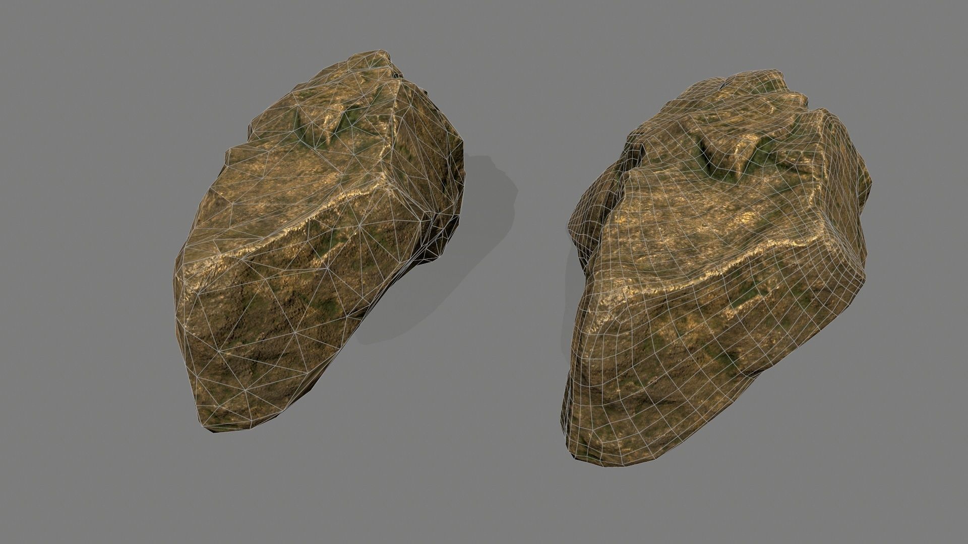 gold rock Low-poly 3D model_17