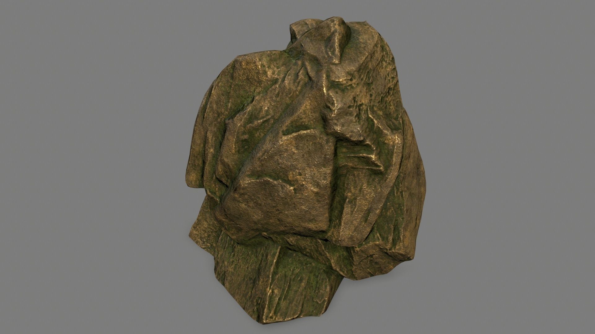 gold rock Low-poly 3D model_13