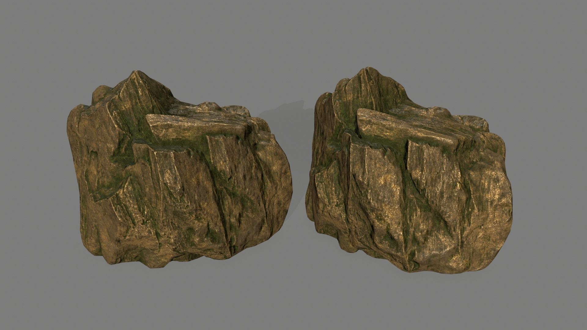 gold rock Low-poly 3D model_37
