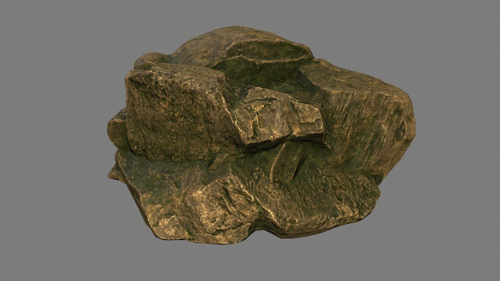 gold rock Low-poly 3D model_6