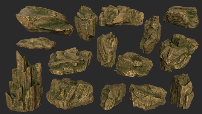 gold rock Low-poly 3D model