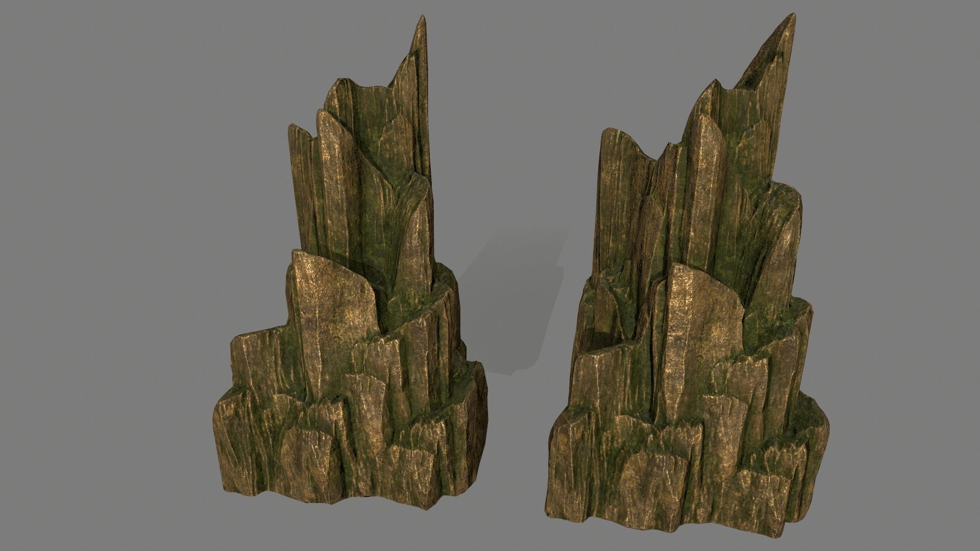 gold rock Low-poly 3D model_42