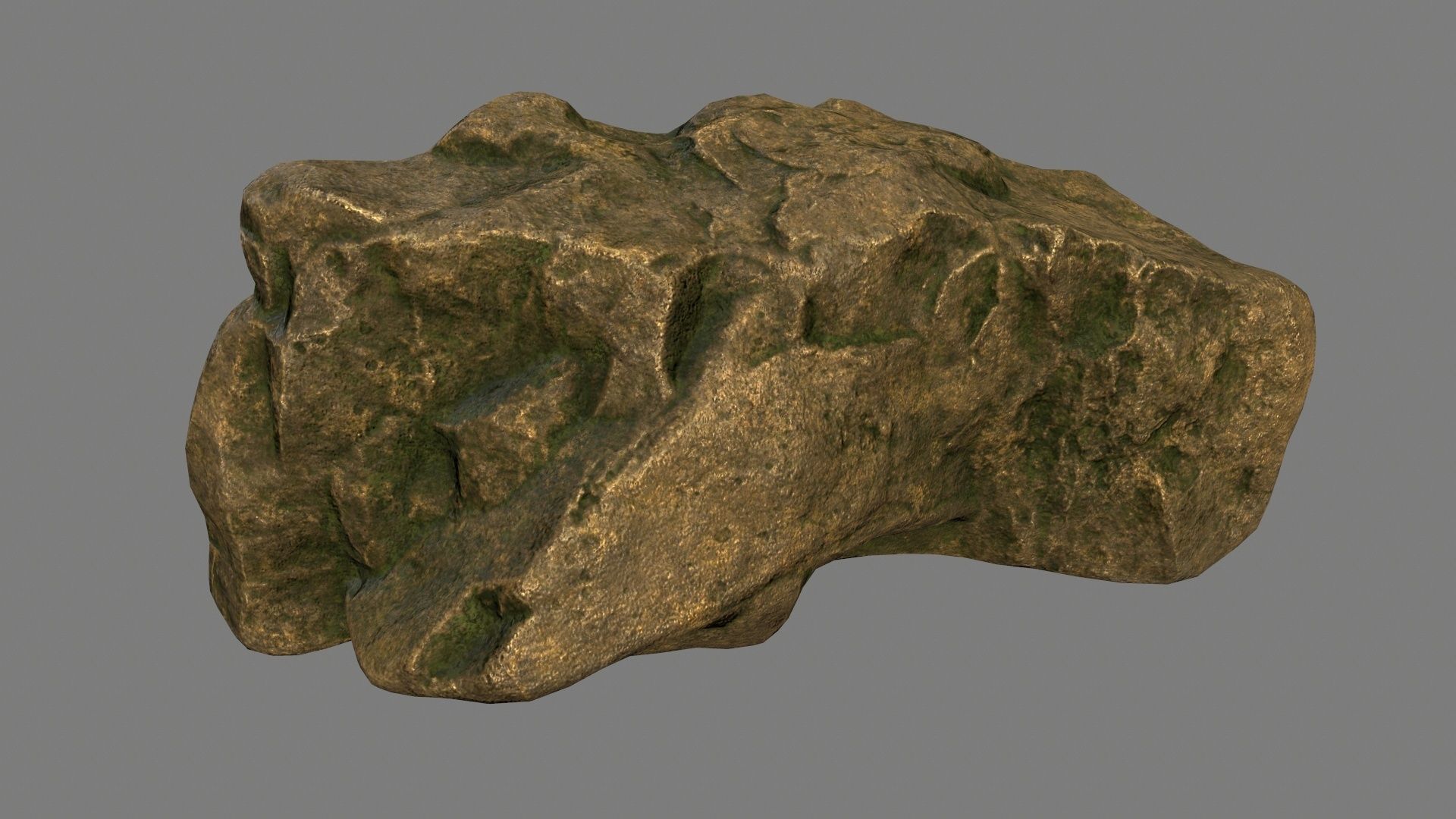 gold rock Low-poly 3D model_1