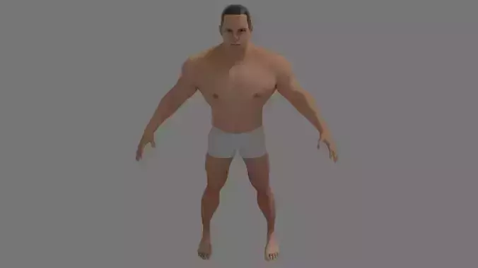 Buffman man in underwear Low-poly 3D model
