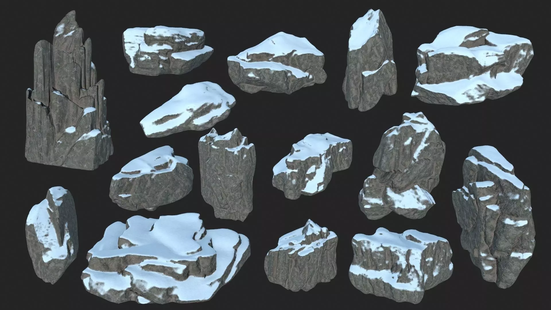 snow rocks Low-poly 3D model_0