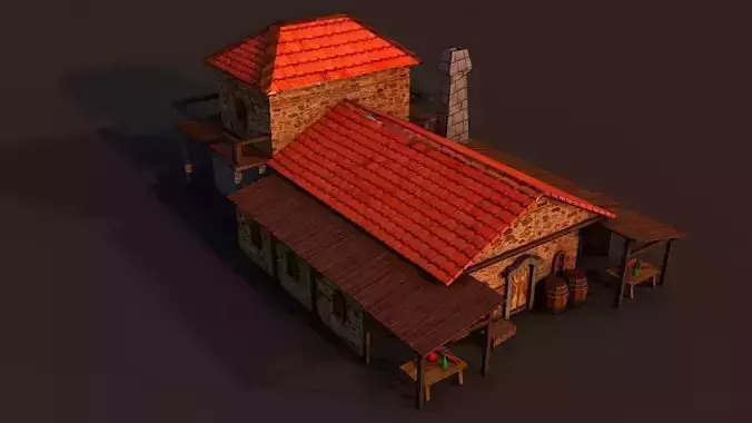 Rome hospital Low-poly 3D model