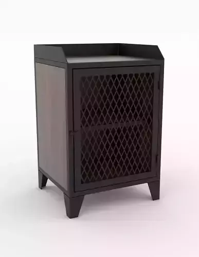 nightstand wood with caged door