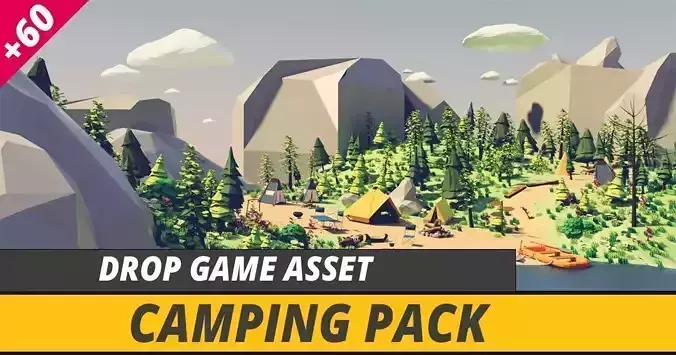 Low Poly Campament drop game asset camping pack