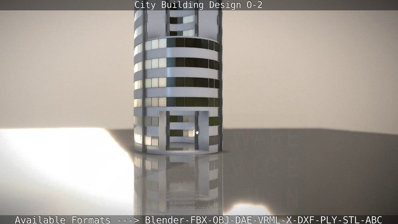 City Building Design O-2 Low-poly 3D model_36